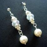 Danice Elegant Long Swarovski Crystal And Pearl..
