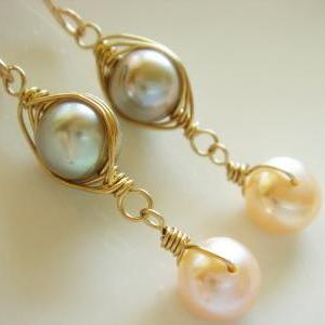 Dainty Freshwater Pearl 14k Gold Filled Earrings