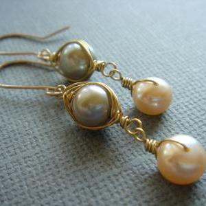 Dainty Freshwater Pearl 14k Gold Filled Earrings