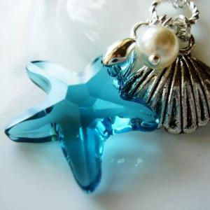 Set Of 5 Beach Theme Swarovski Starfish Shell..