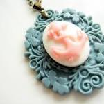 Pink Anchor Blue Resin Brass Necklace