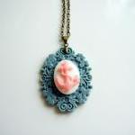 Pink Anchor Blue Resin Brass Necklace
