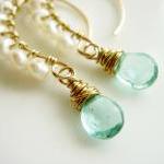 Romance Rich Apatite And Freshwater Pearl 14k Gold..