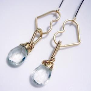 Prasiolite Heart 14k Gold Filled Earrings
