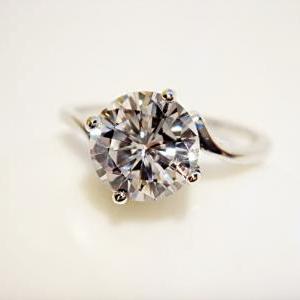 Plain Large Round Cz Silver Ring R07
