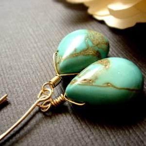 Imitation Turquoise 14k Gold Filled Earrings