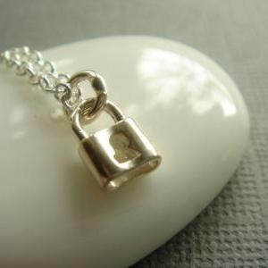 Dainty Cute Little Lock Sterling Silver Necklace