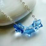 Twinkle Blue Star Swarovski Crystal And Sterling..