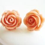 Vintage Pink Rose Stud Earrings