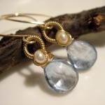 Lux Blue Quartz And Freshwater Pearl 14k Gold..
