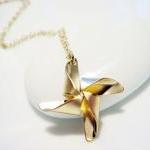 Matte Gold Windmill 14k Gold Filled Necklace