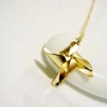 Matte Gold Windmill 14k Gold Filled Necklace