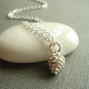 Delicate Sterling Silver Pine Cone Necklace