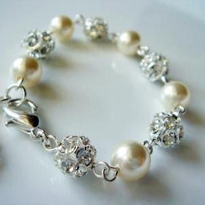Carolyn Dazzling Swarovski Pearl Bridal Bracelet