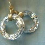 Silver Swarovski Crystal Hoop 14k Gold Filled..