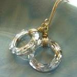 Silver Swarovski Crystal Hoop 14k Gold Filled..
