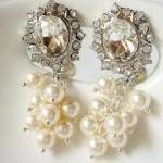 Bridal Pearl Cluster Large Statement Clip On..