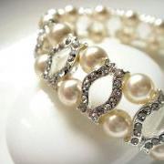 Rebecca Timeless Flashy CZ Swarovski Pearl Bridal Bracelet