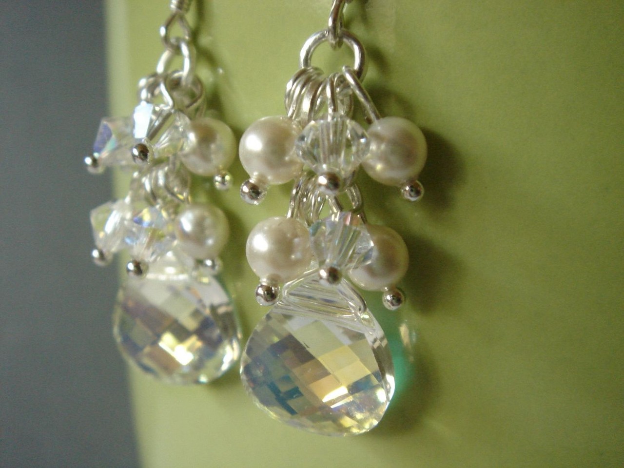 Swarovski Crystal And Pearl Cluster Bridesmaid Earrings