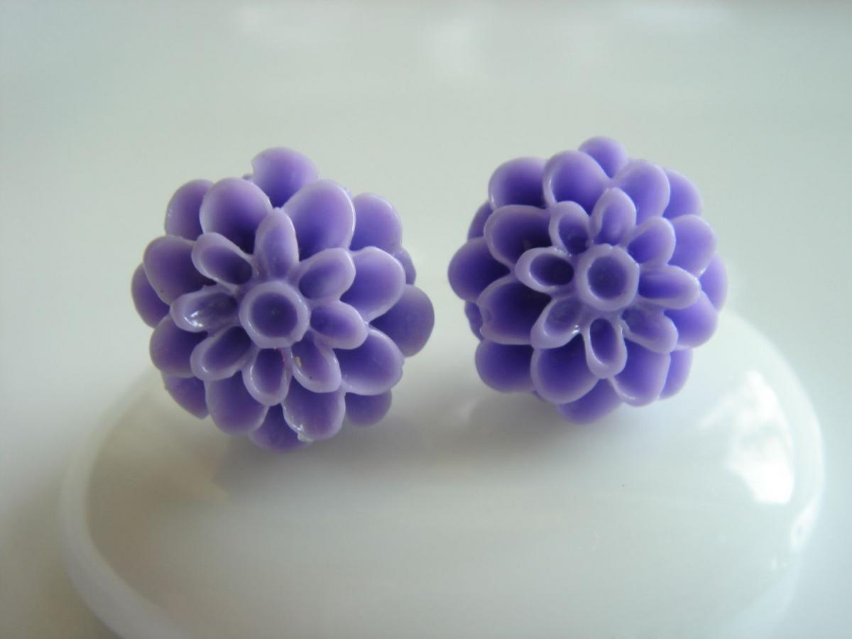 Purple Dahlia Stud Earrings