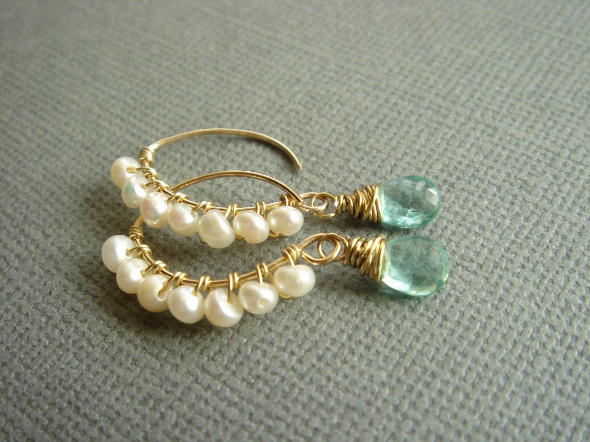 Romance Rich Apatite And Freshwater Pearl 14k Gold Filled Earrings