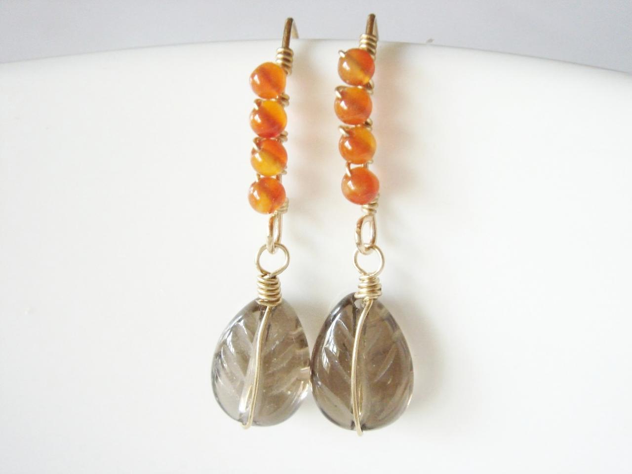 Nature Inspired Fruit And Leaves 14k Gold Filled Earrings