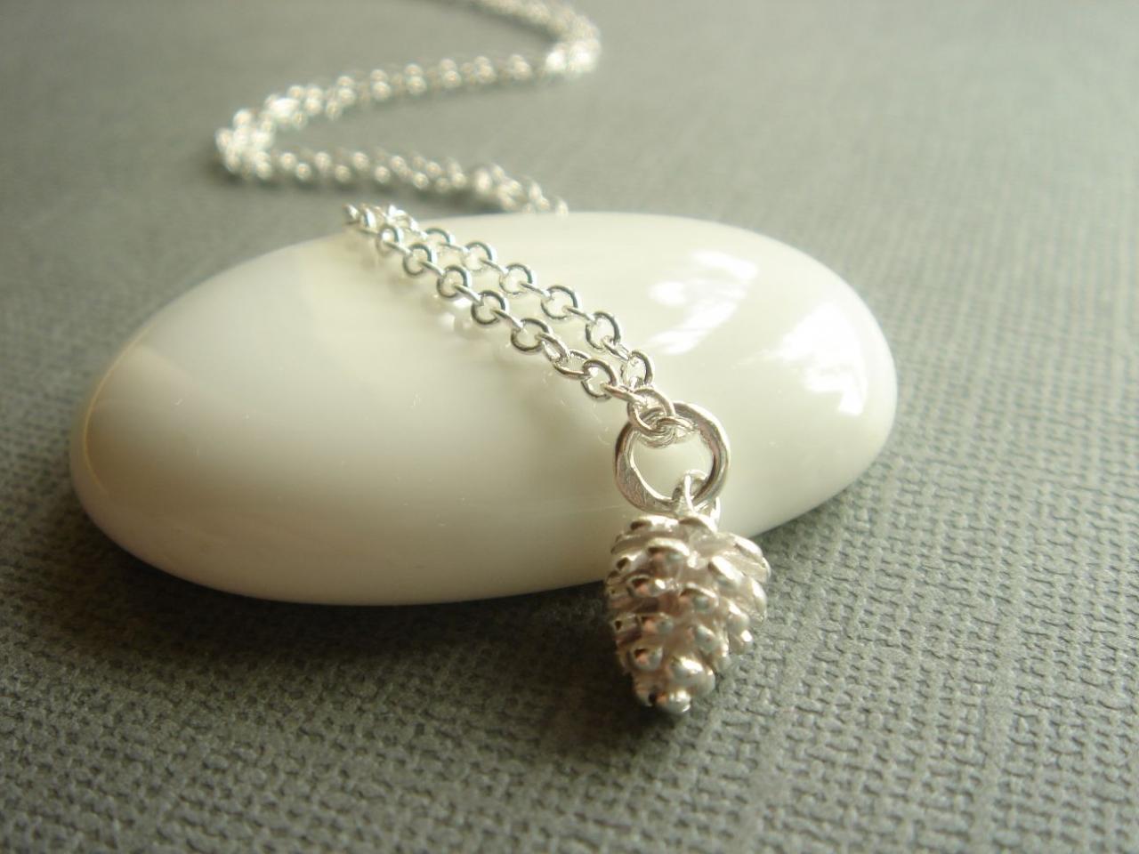 Delicate Sterling Silver Pine Cone Necklace