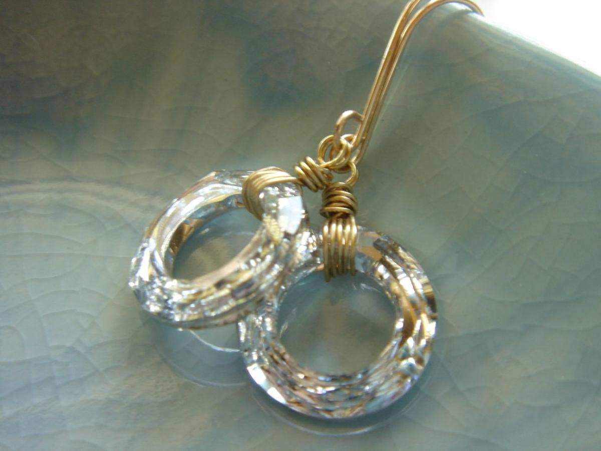 Silver Swarovski Crystal Hoop 14k Gold Filled Earrings