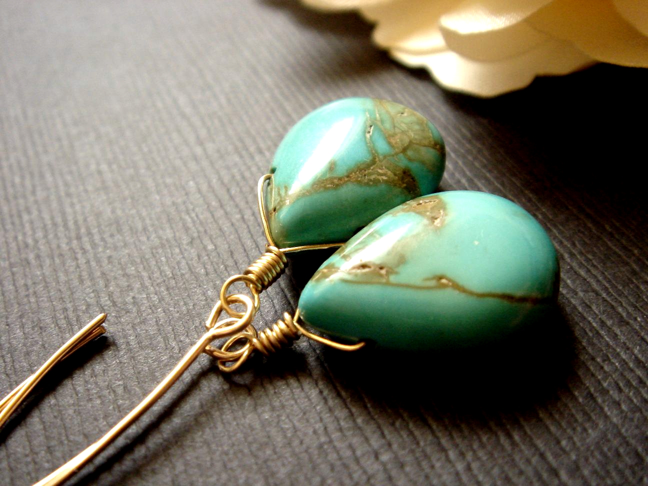 Imitation Turquoise 14k Gold Filled Earrings on Luulla
